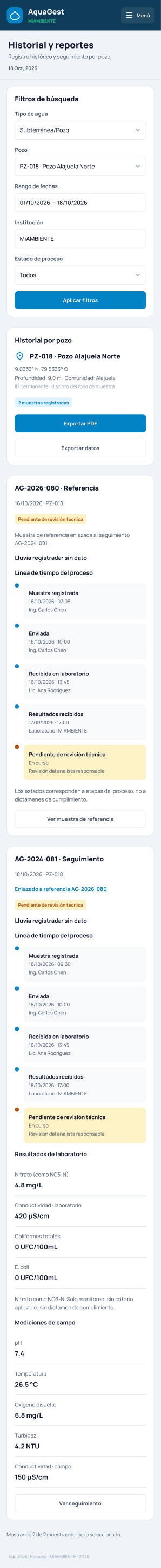 Historial y reportes